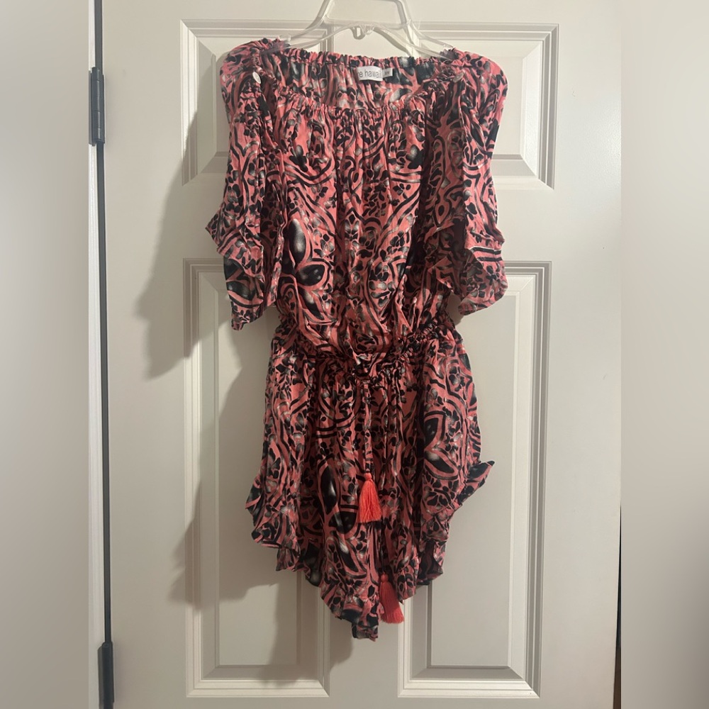 Tiare Hawaii Coral and Charcoal Romper